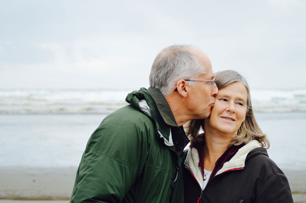 Elderly couple by the sea